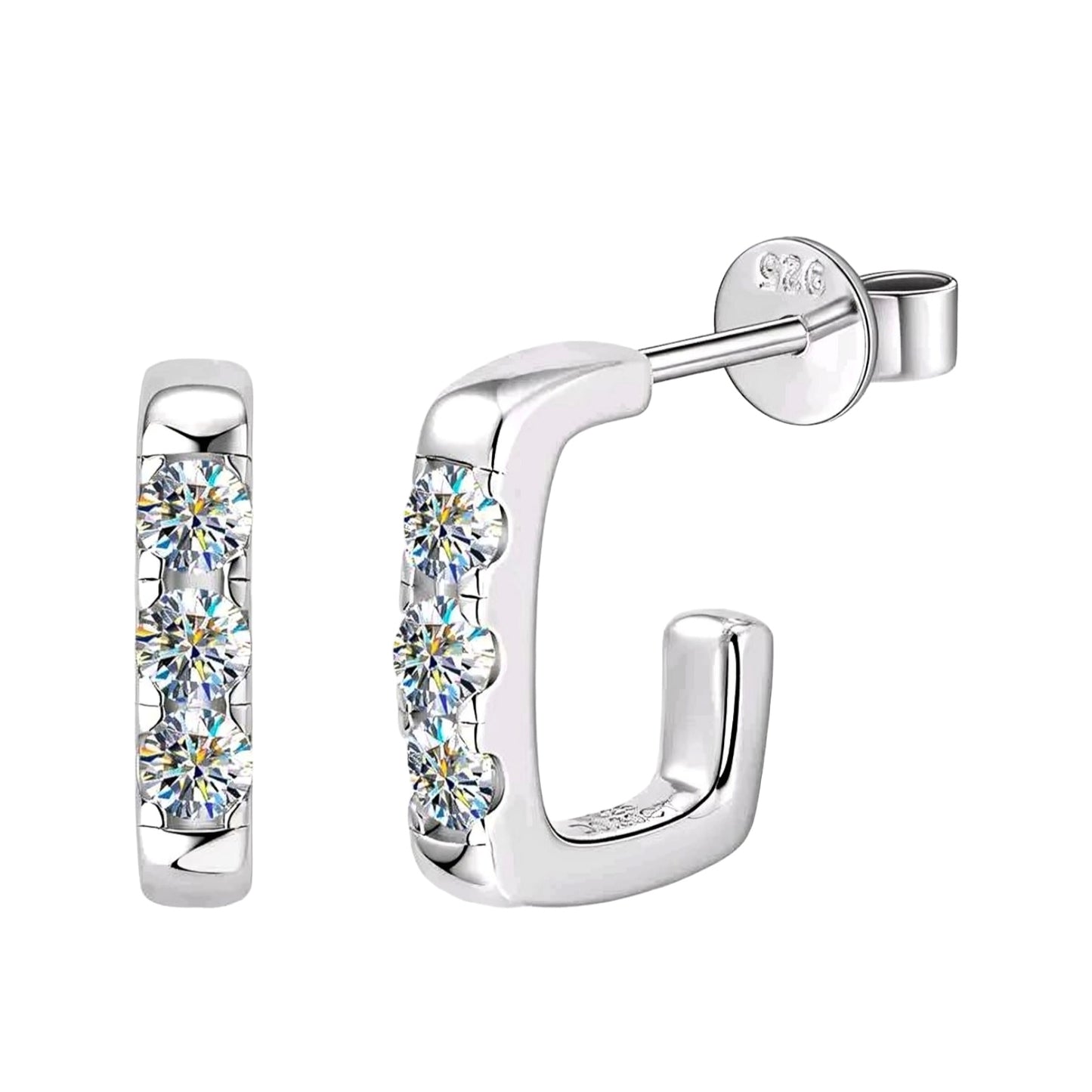 Stud earrings with moissanite stones
