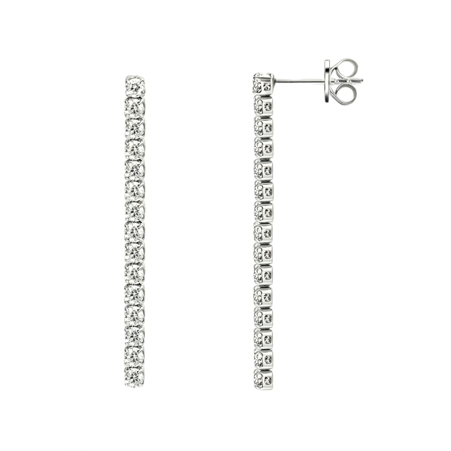 Chain drop earrings with moissanite stones