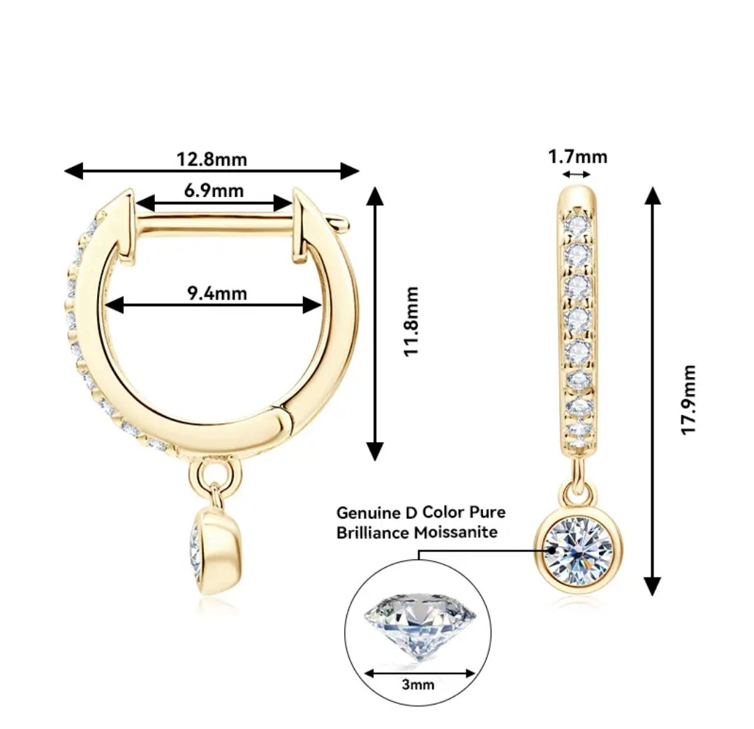 Drop moissanite earrings