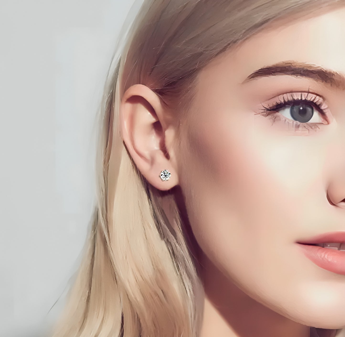 Round shape moissanite earrings