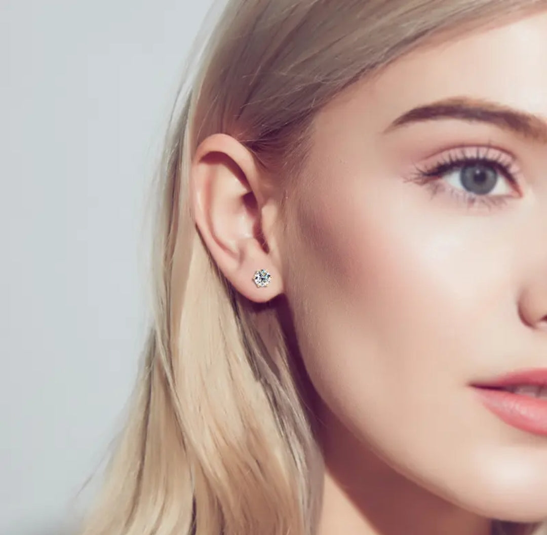 Round shape moissanite earrings