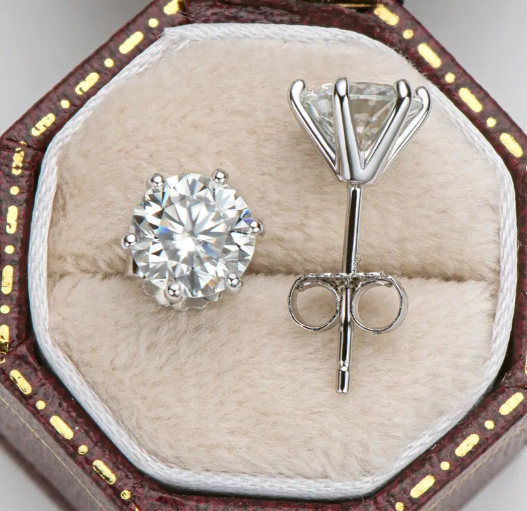 Round shape moissanite earrings