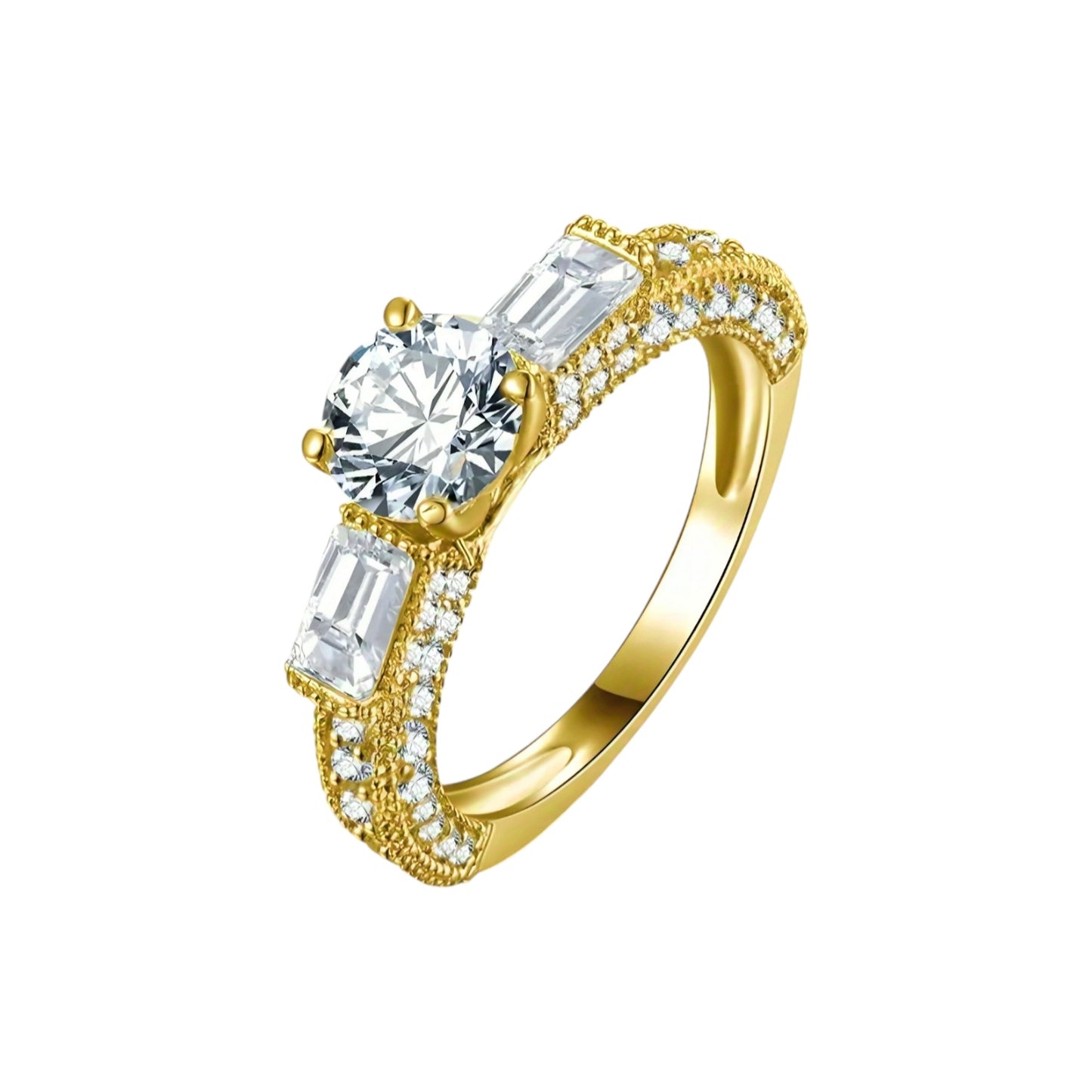 10k real yellow gold ring with 6.5mm moissanite