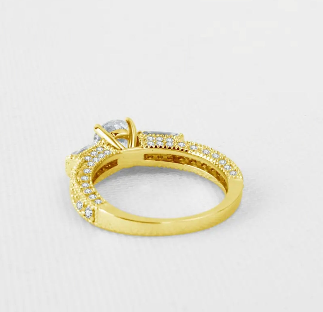 10k real yellow gold ring with 6.5mm moissanite