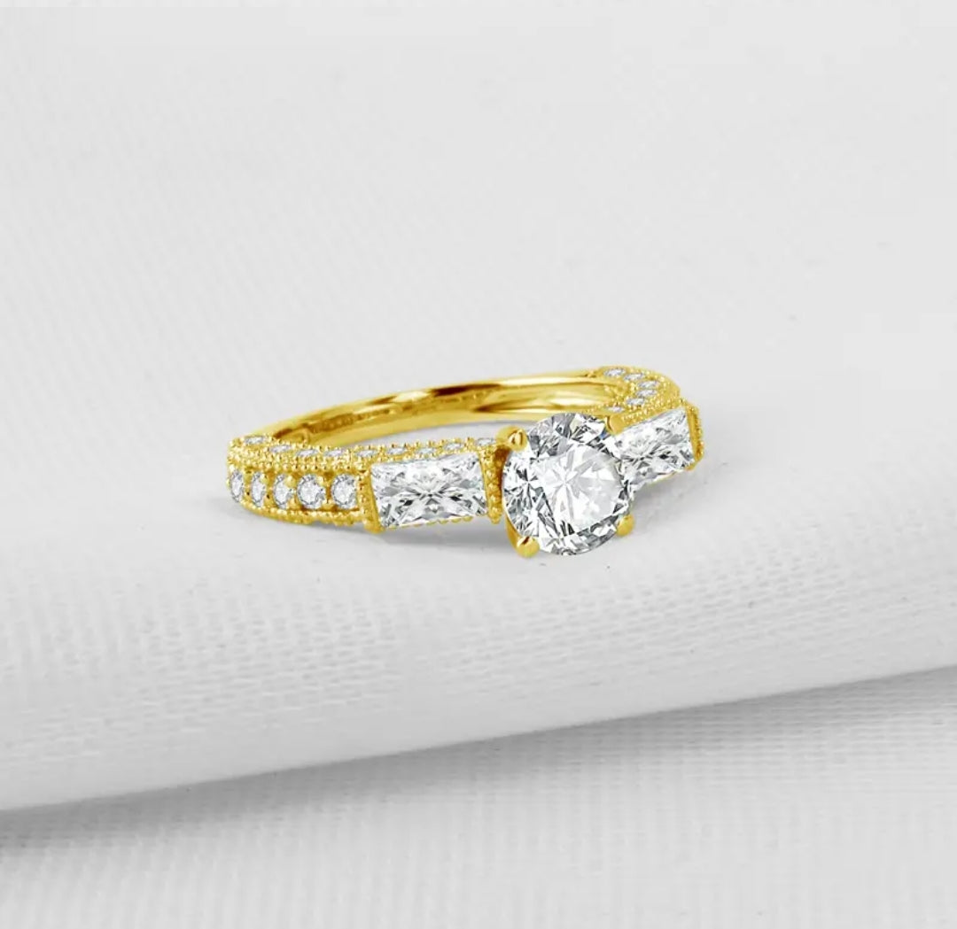 10k real yellow gold ring with 6.5mm moissanite