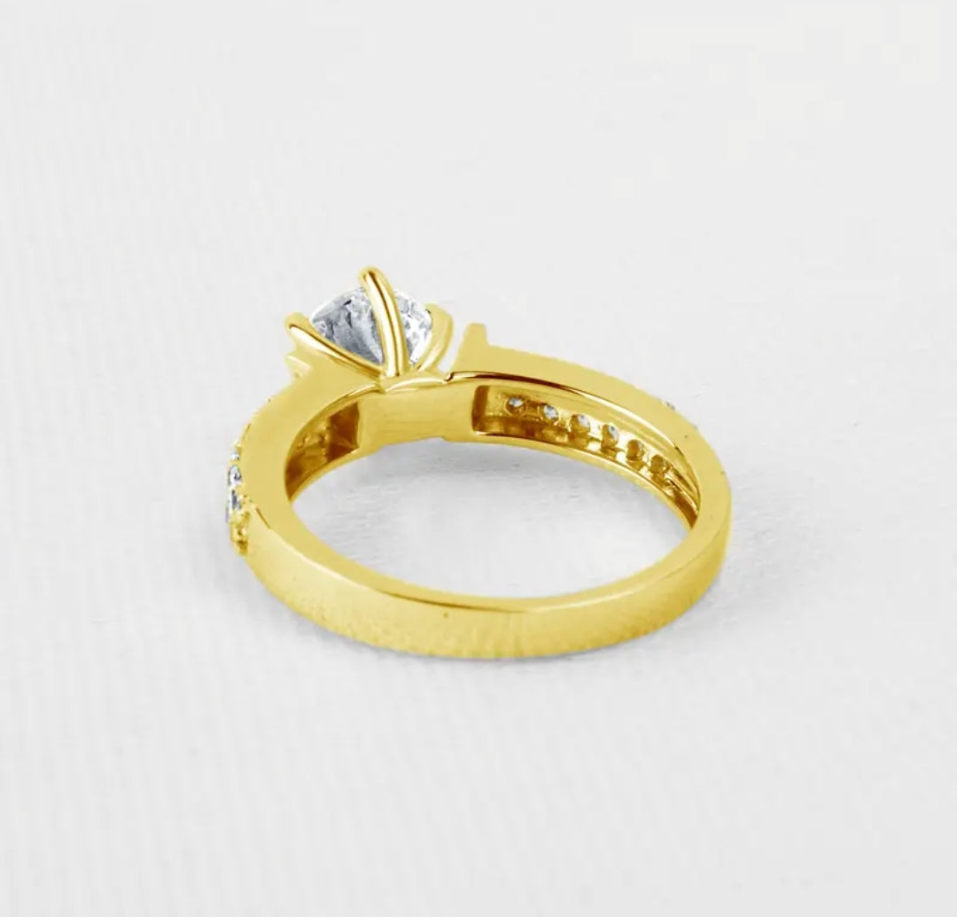 10k real yellow gold ring with 7mm moissanite