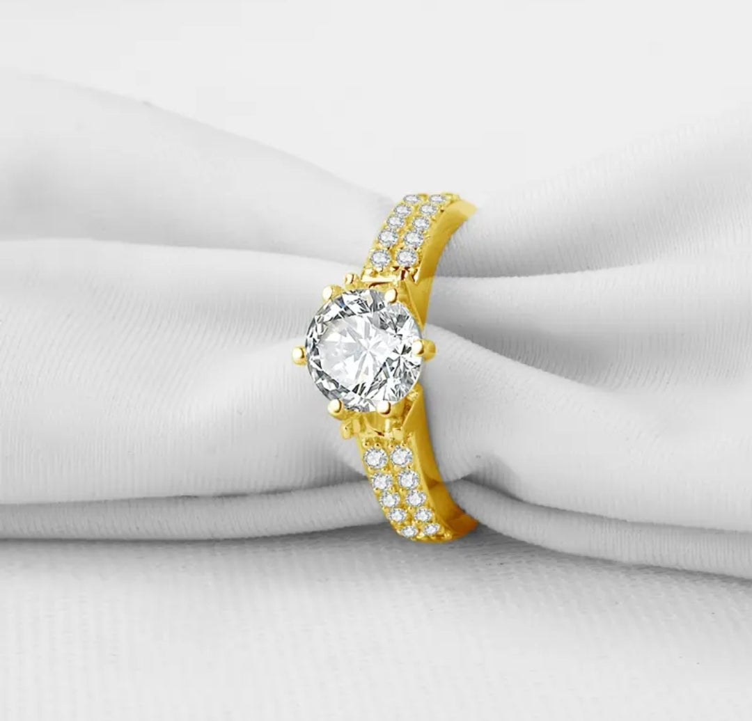 10k real yellow gold ring with 7mm moissanite