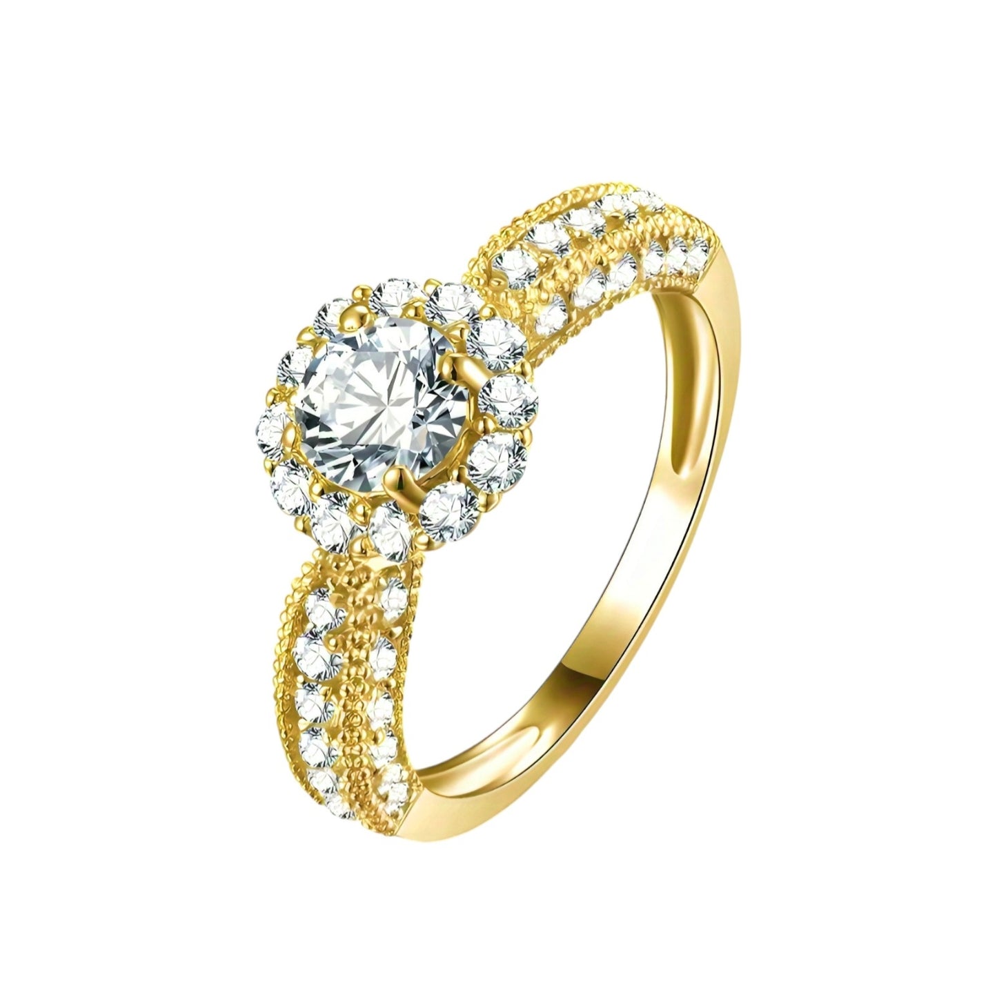 10k solid gold ring with 5.5mm sparkling moissanite