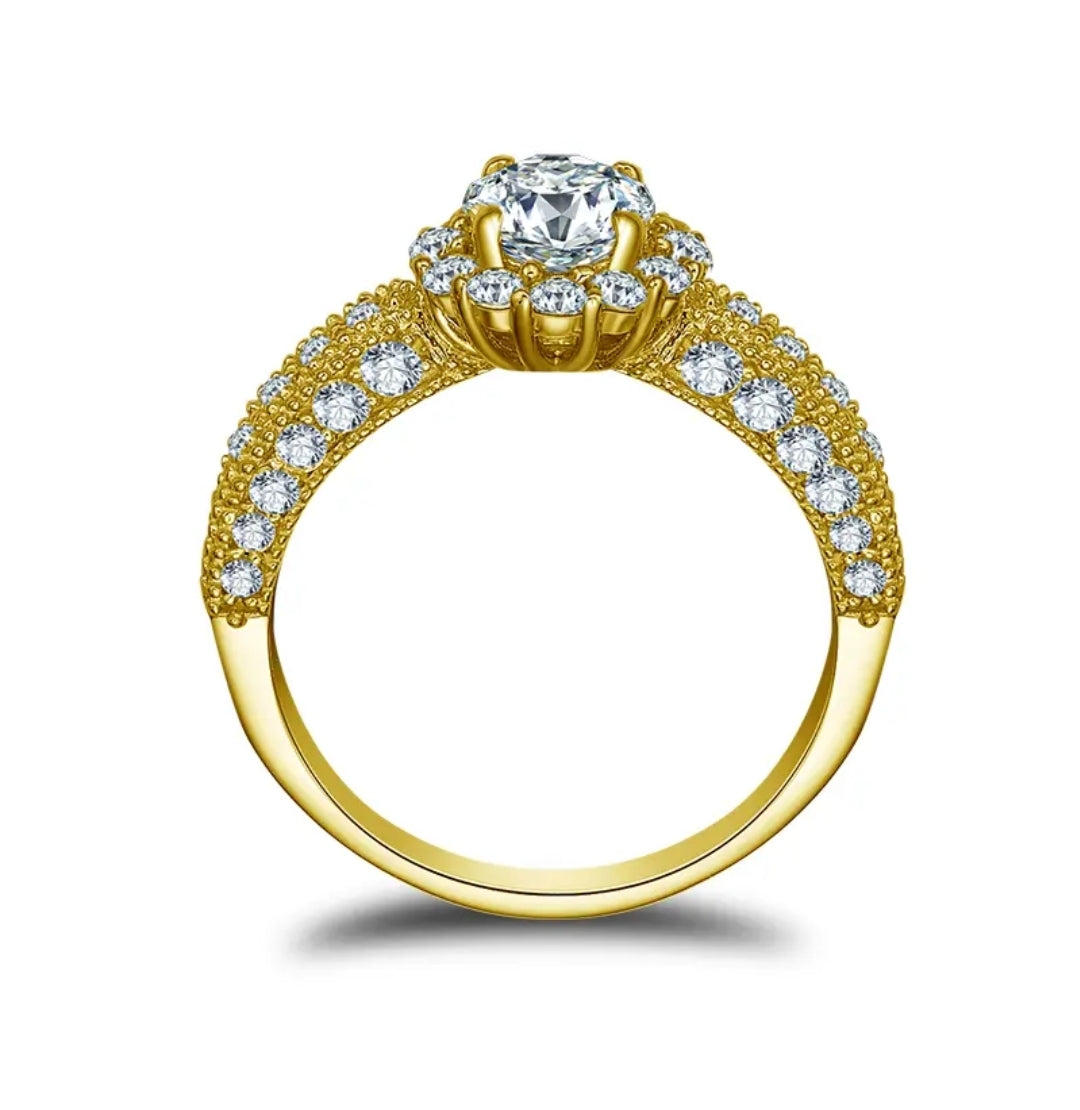 10k solid gold ring with 5.5mm sparkling moissanite