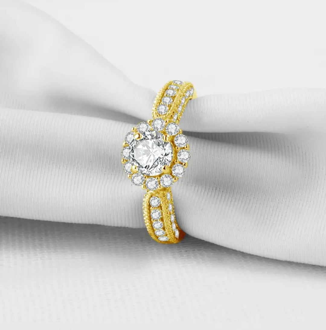10k solid gold ring with 5.5mm sparkling moissanite