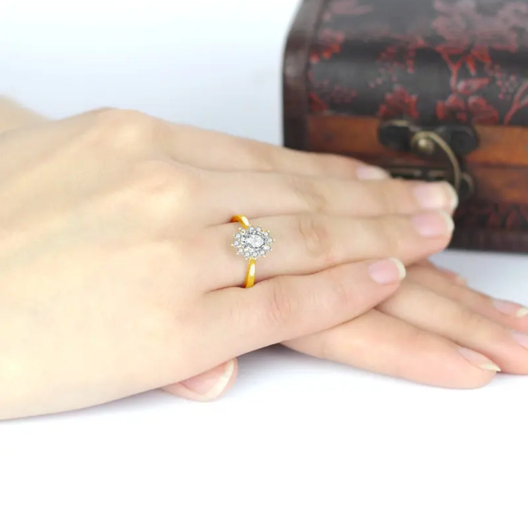 10k solid gold ring with 5*7mm sparkling moissanite