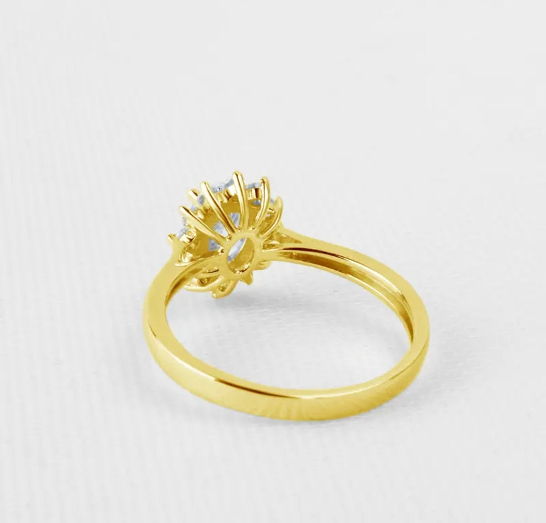 10k solid gold ring with 5*7mm sparkling moissanite