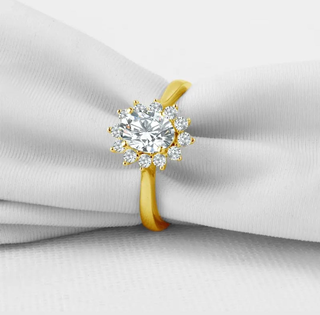 10k solid gold ring with 5*7mm sparkling moissanite
