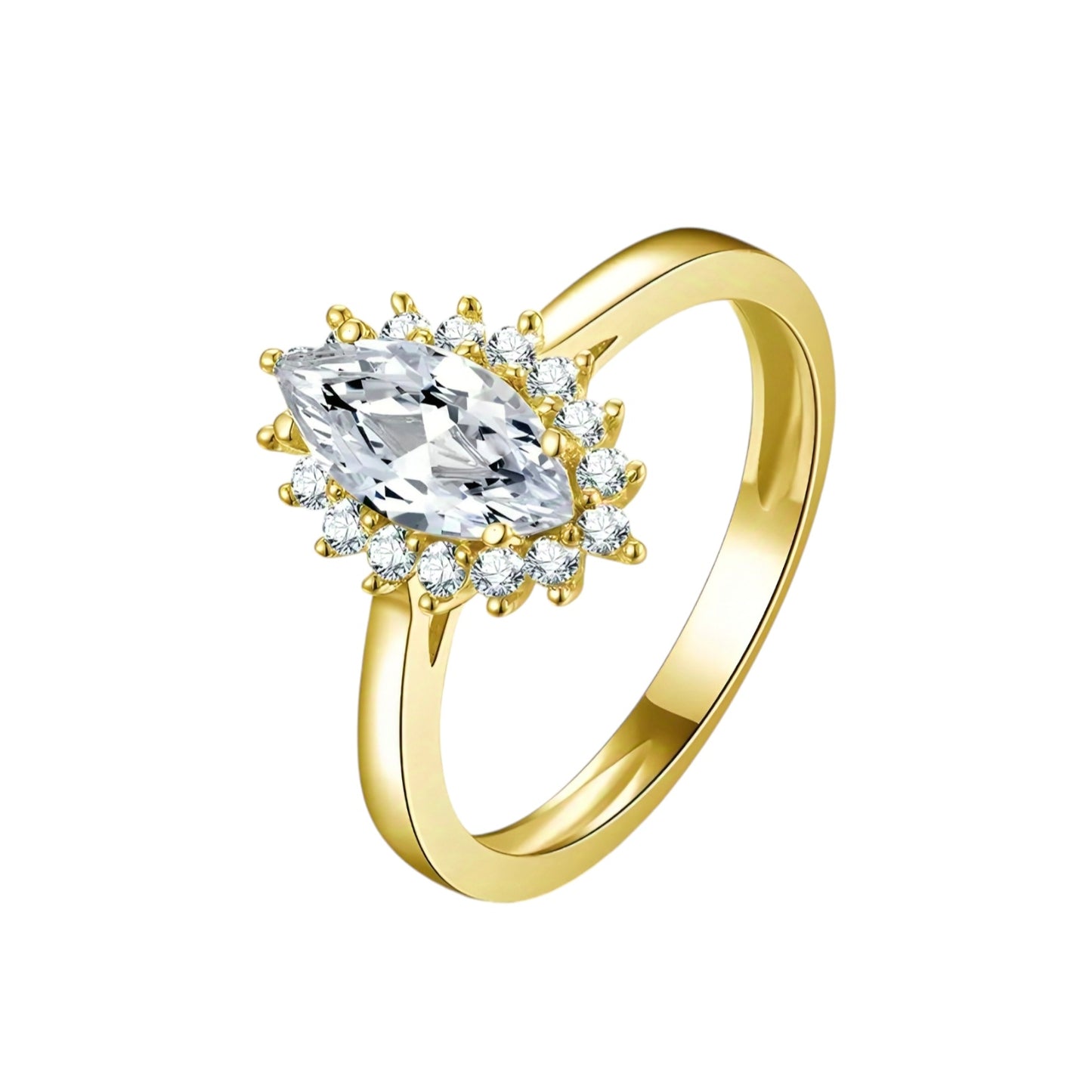 10k solid gold ring with 5*10mm sparkling moissanite
