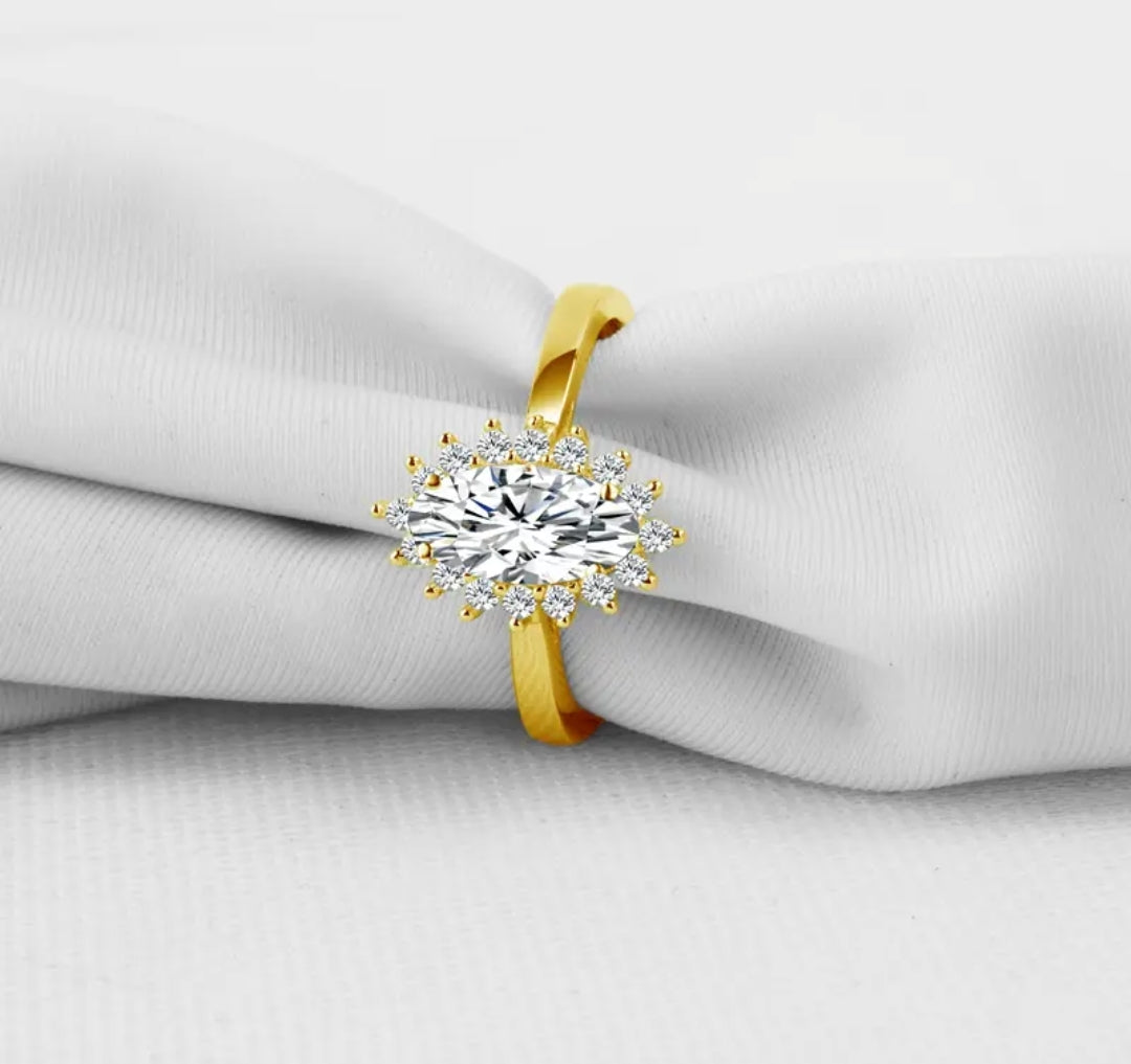 10k solid gold ring with 5*10mm sparkling moissanite