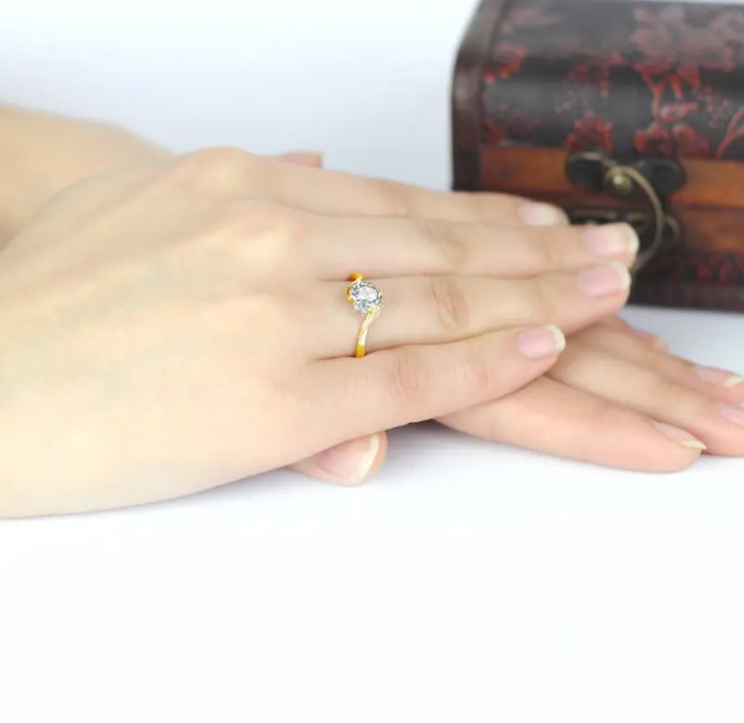 10k solid gold ring with 0.5ct sparkling moissanite