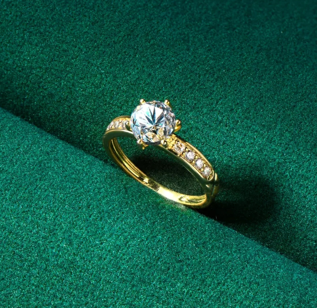 10k solid gold ring with 7mm round moissanite