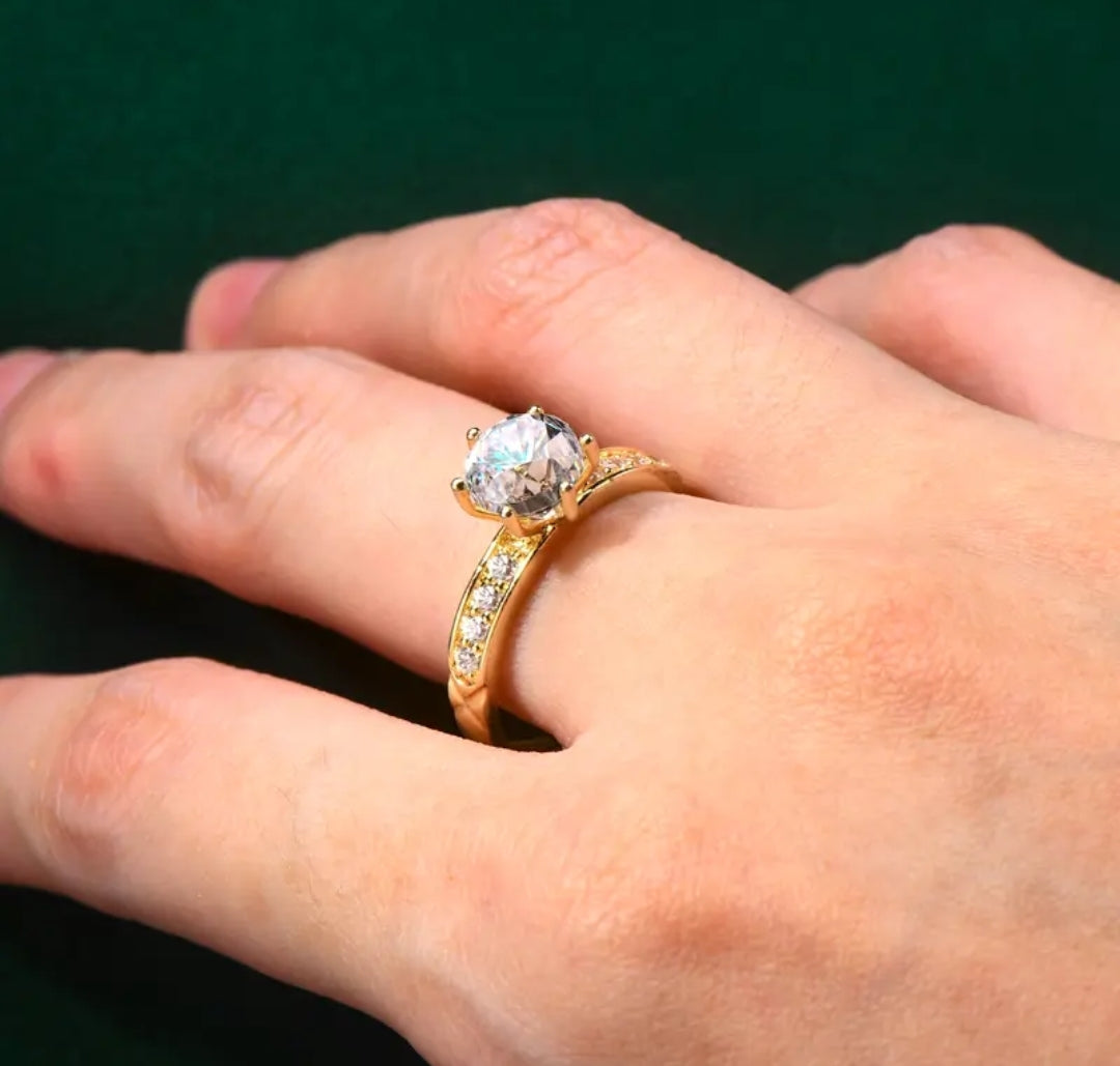 10k solid gold ring with 7mm round moissanite