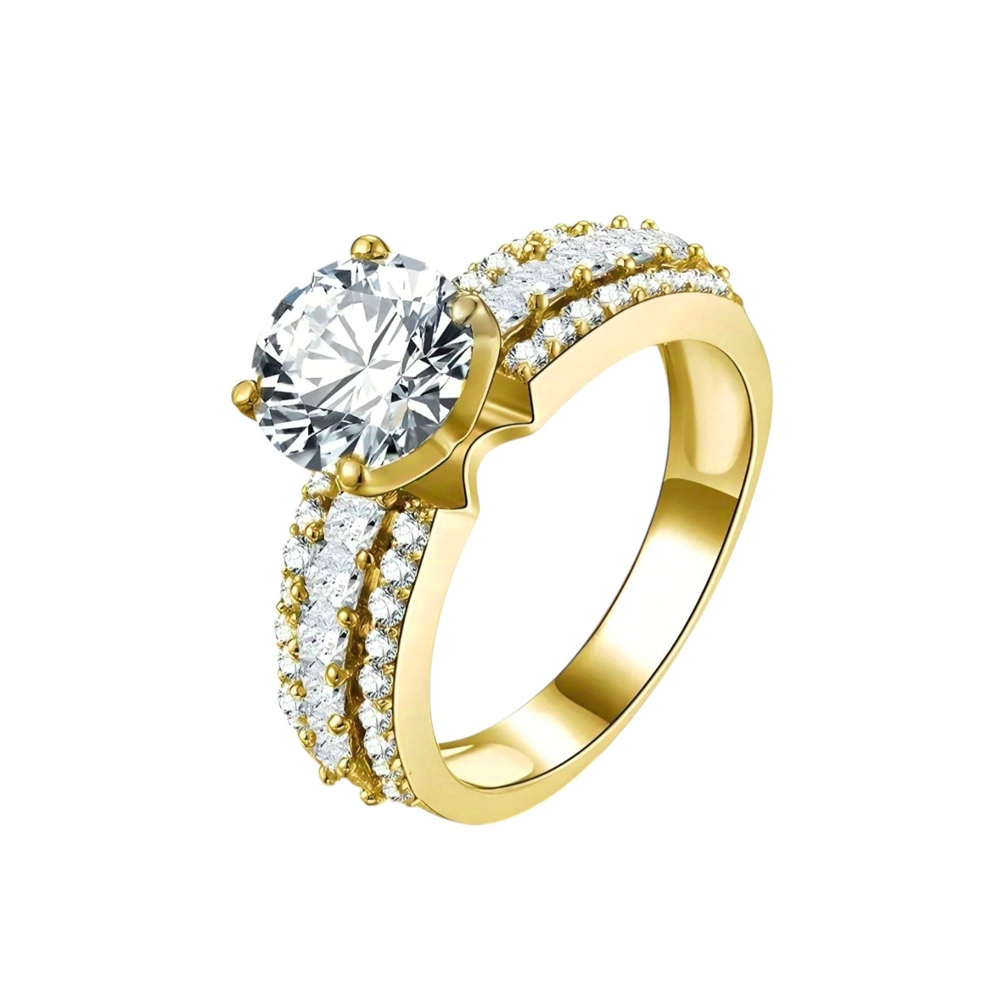 10k solid gold ring with 8mm 2ct moissanites