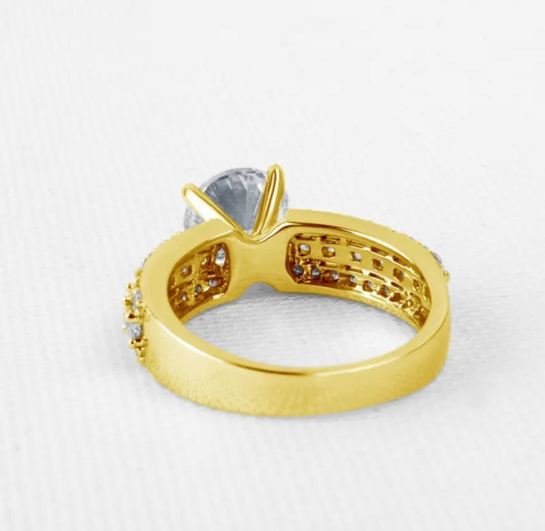 10k solid gold ring with 8mm 2ct moissanites