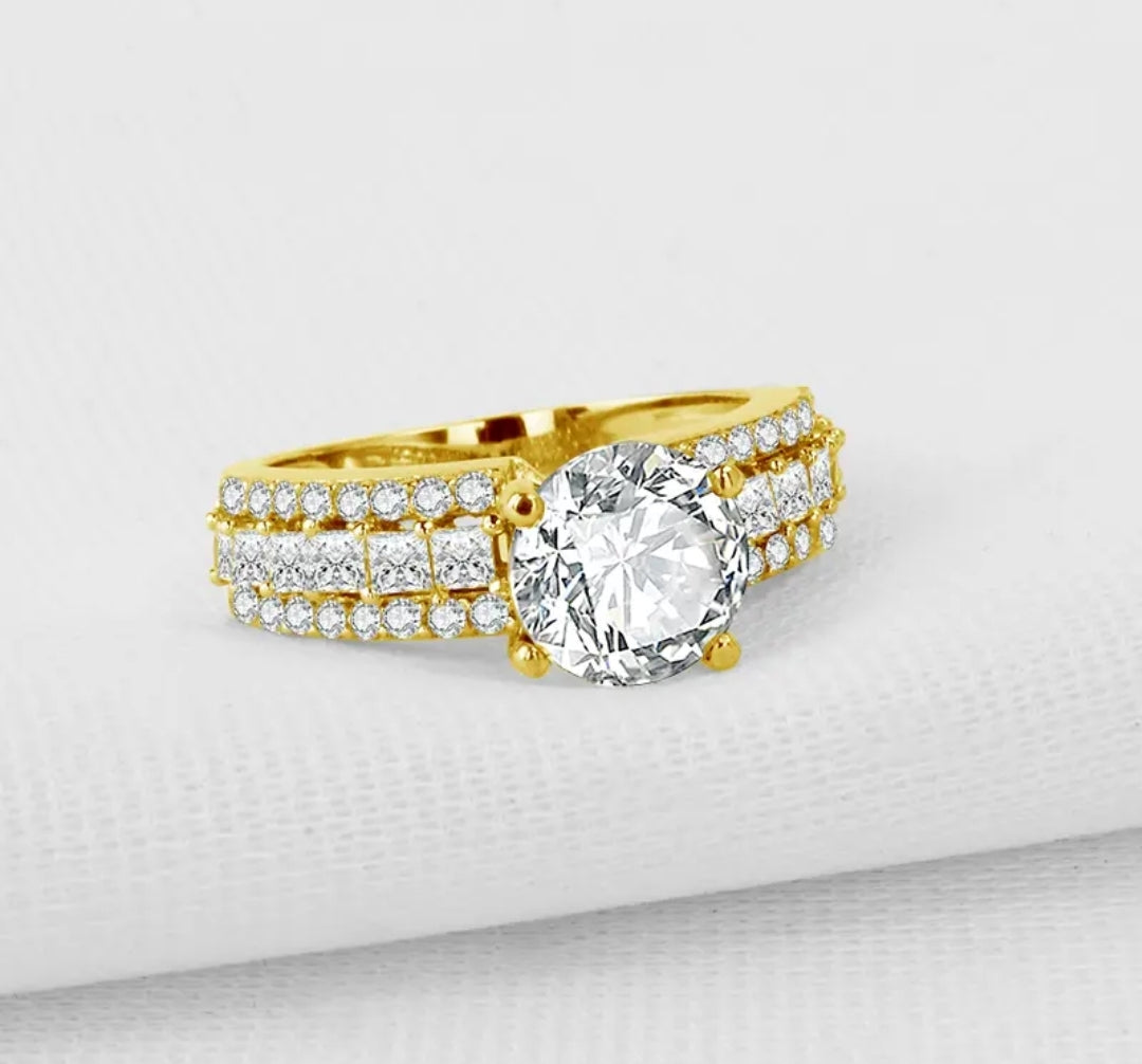 10k solid gold ring with 8mm 2ct moissanites
