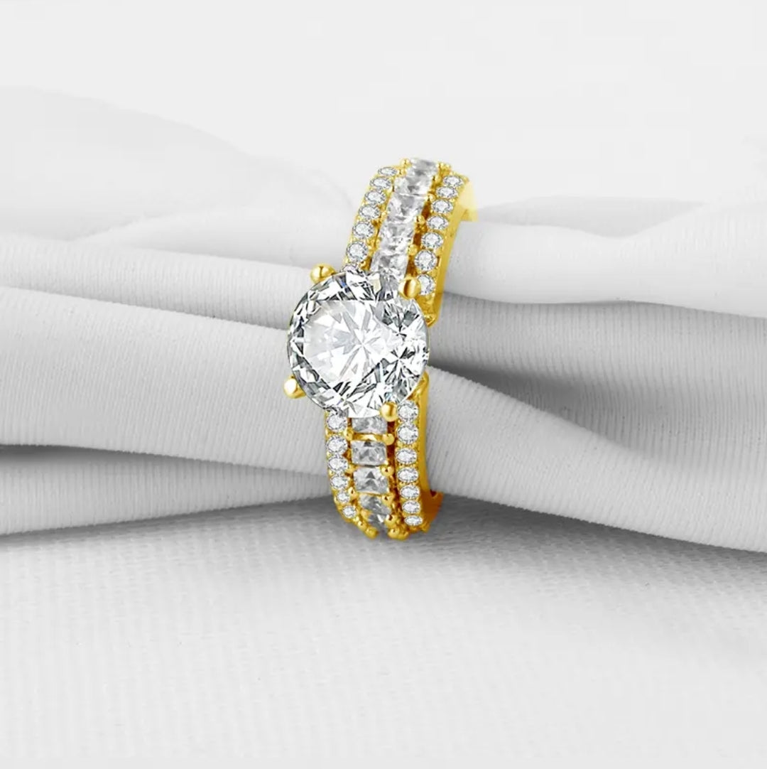 10k solid gold ring with 8mm 2ct moissanites