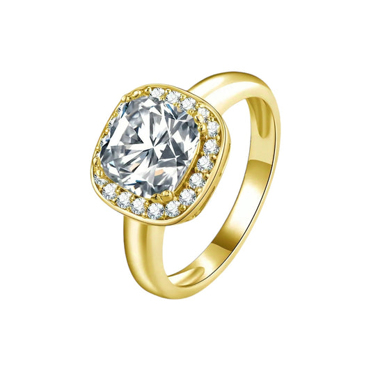 Cushion cut 2.5ct moissanite gold ring