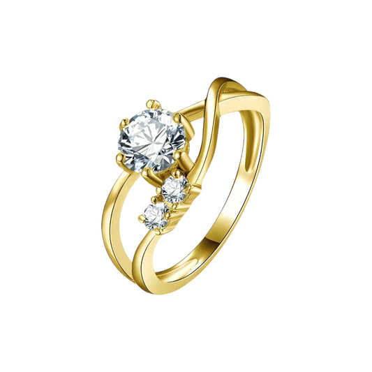 Crossover 6mm moissanite gold ring