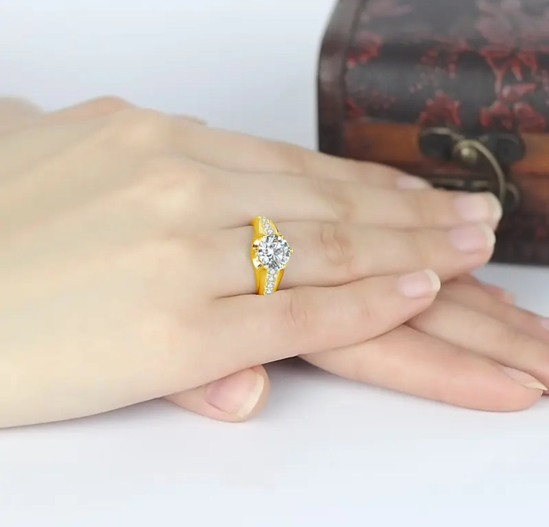 2ct round moissanite gold ring