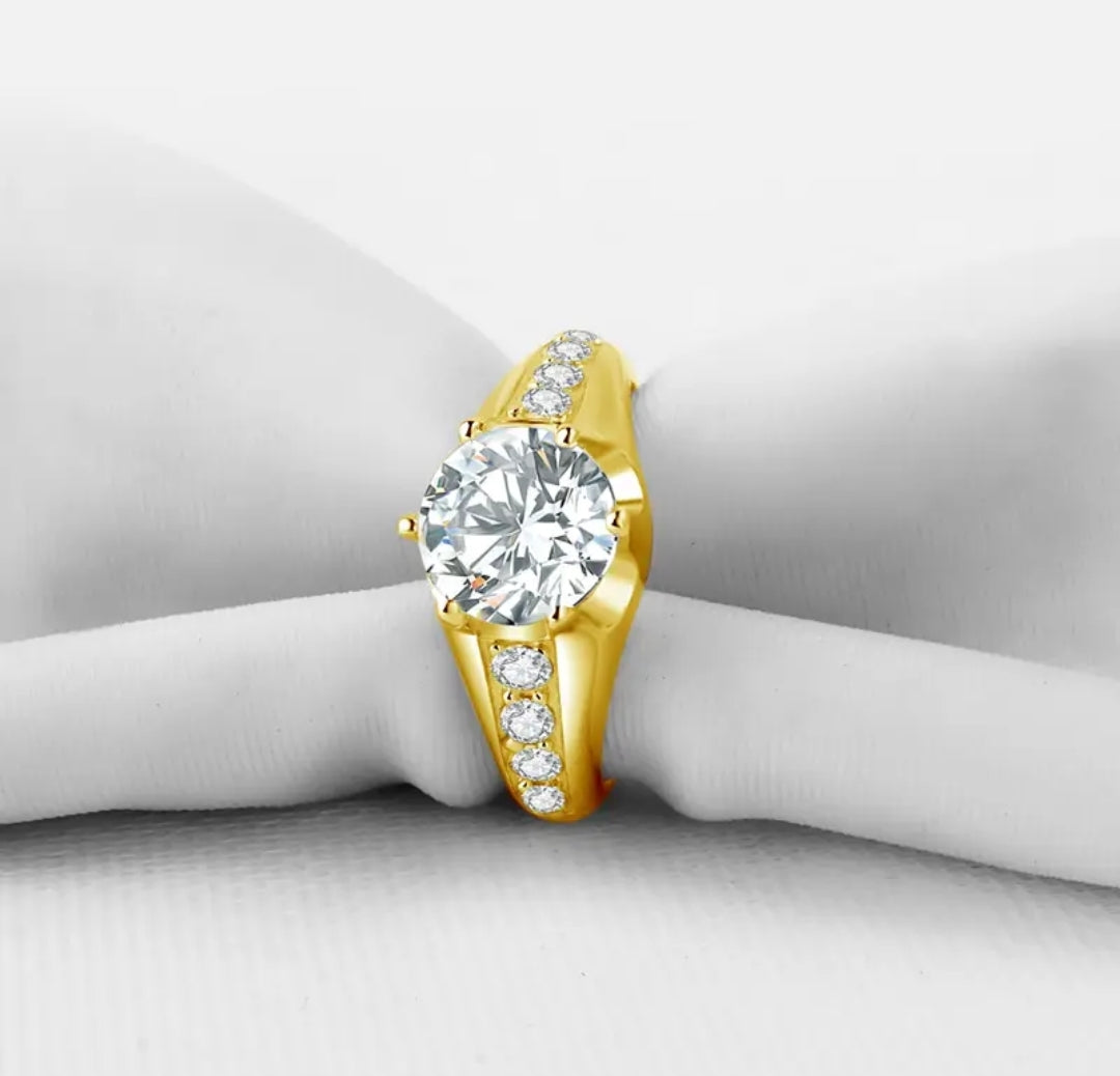 2ct round moissanite gold ring