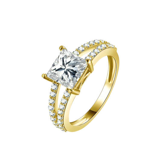 2ct princess cut moissanite gold ring