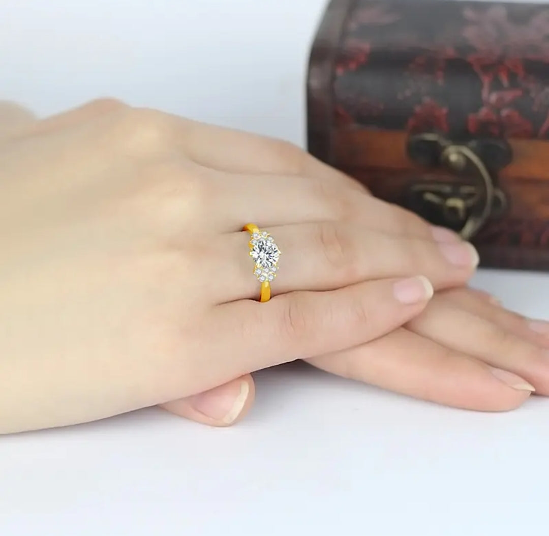 1ct round cut moissanite gold ring