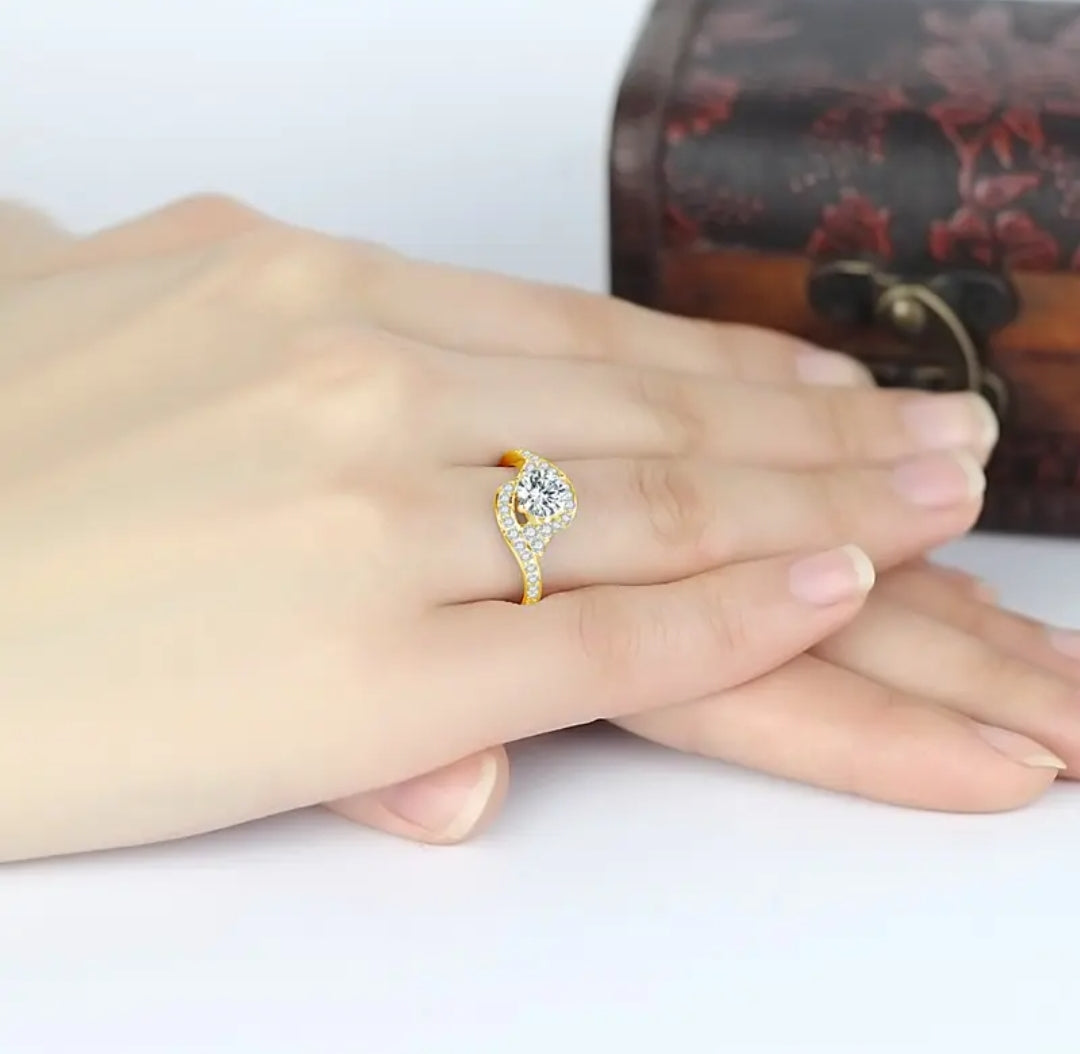 6mm twisted moissanite gold ring