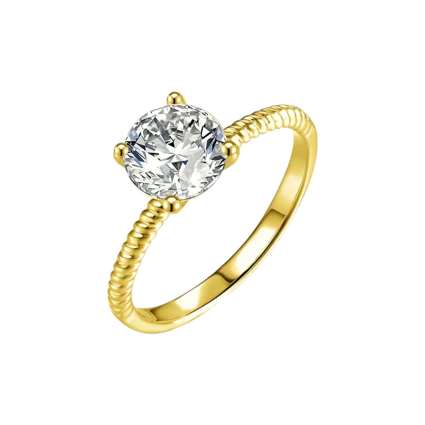 10k gold ring with 7mm round moissanite