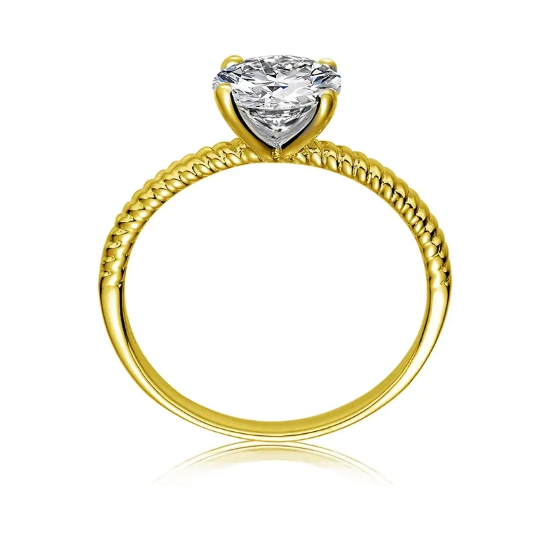 10k gold ring with 7mm round moissanite
