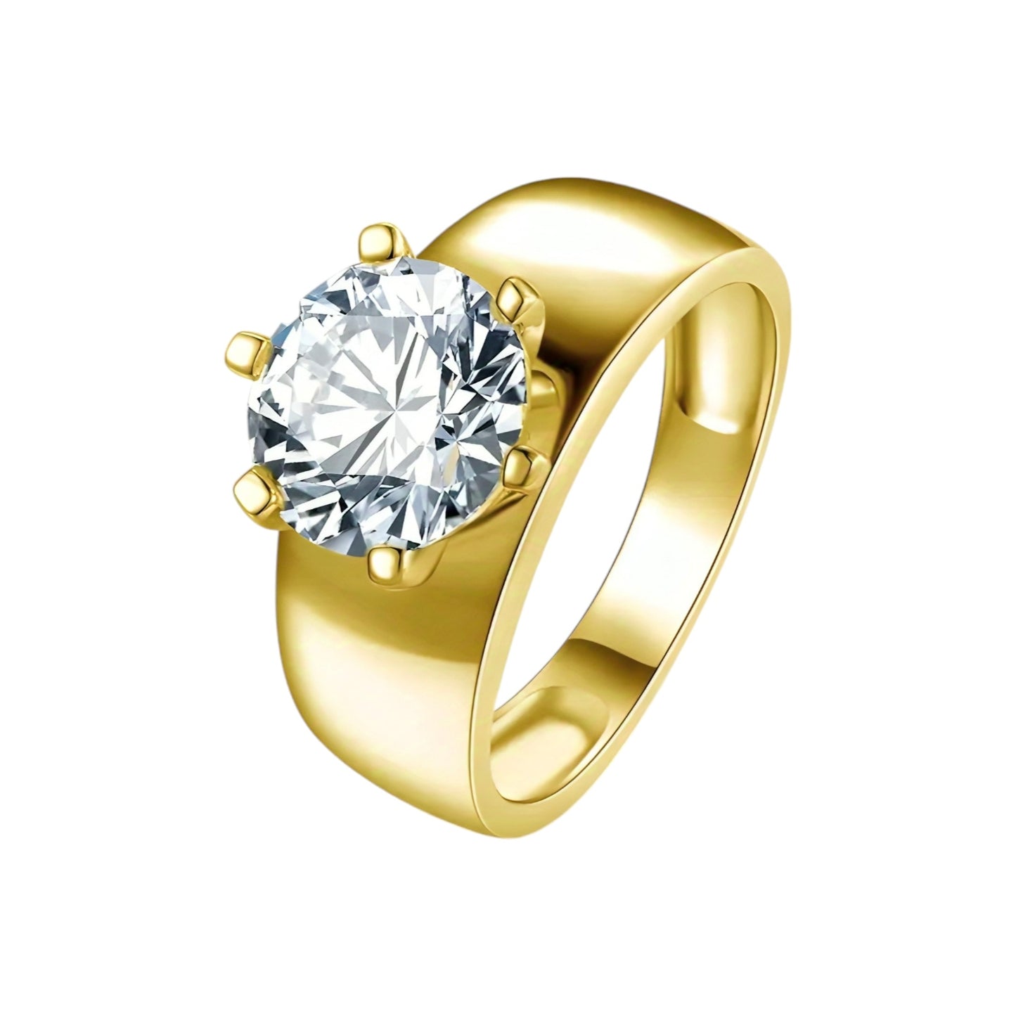 10k gold ring with 3ct round cut moissanite