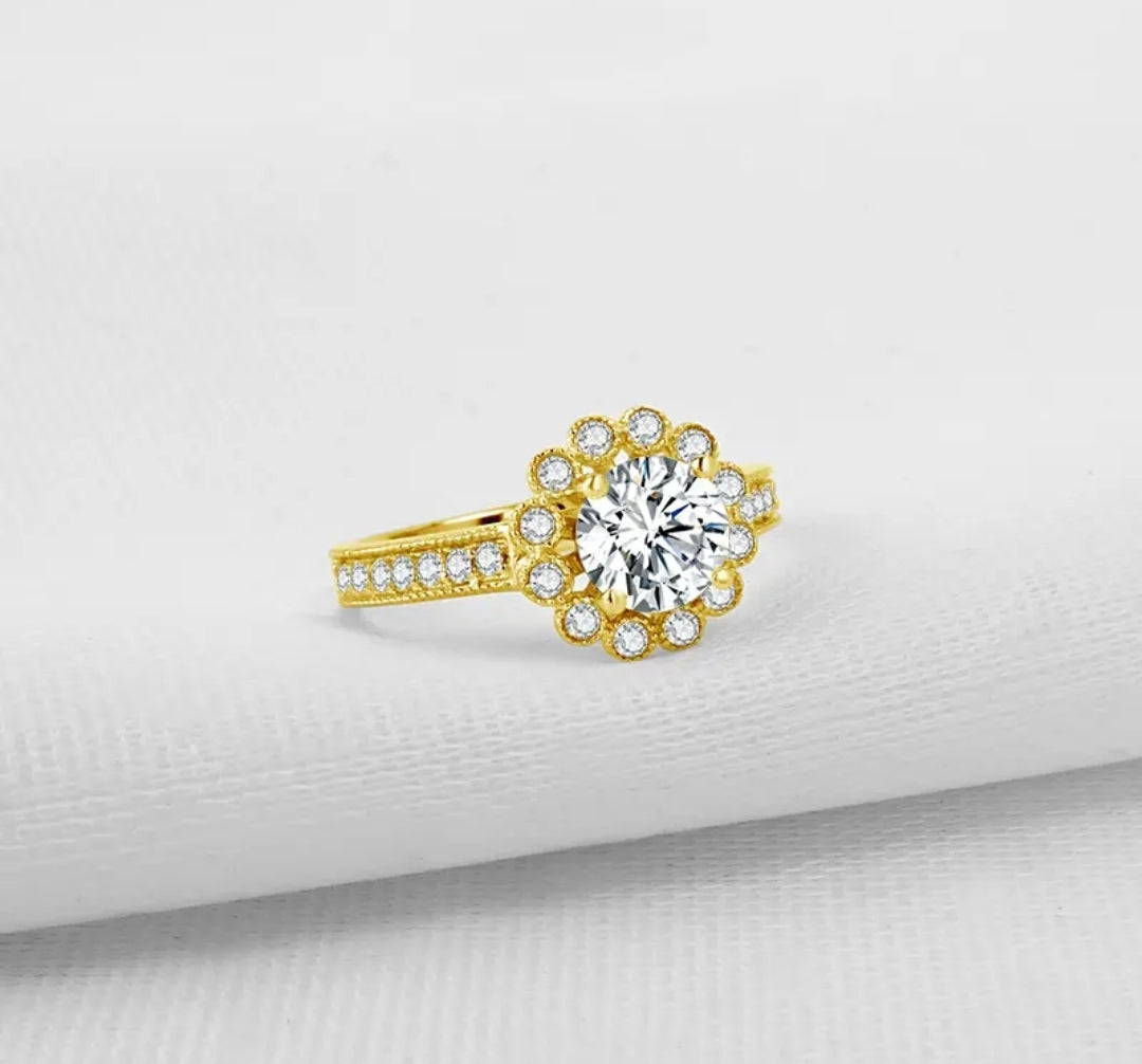 1ct solid gold moissanite ring