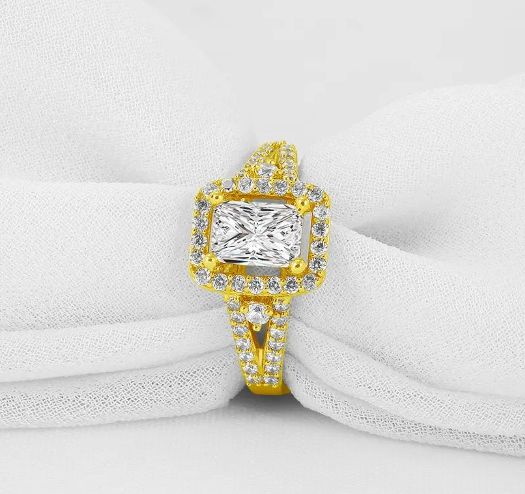Solid gold 1ct radiant cut moissanite ring