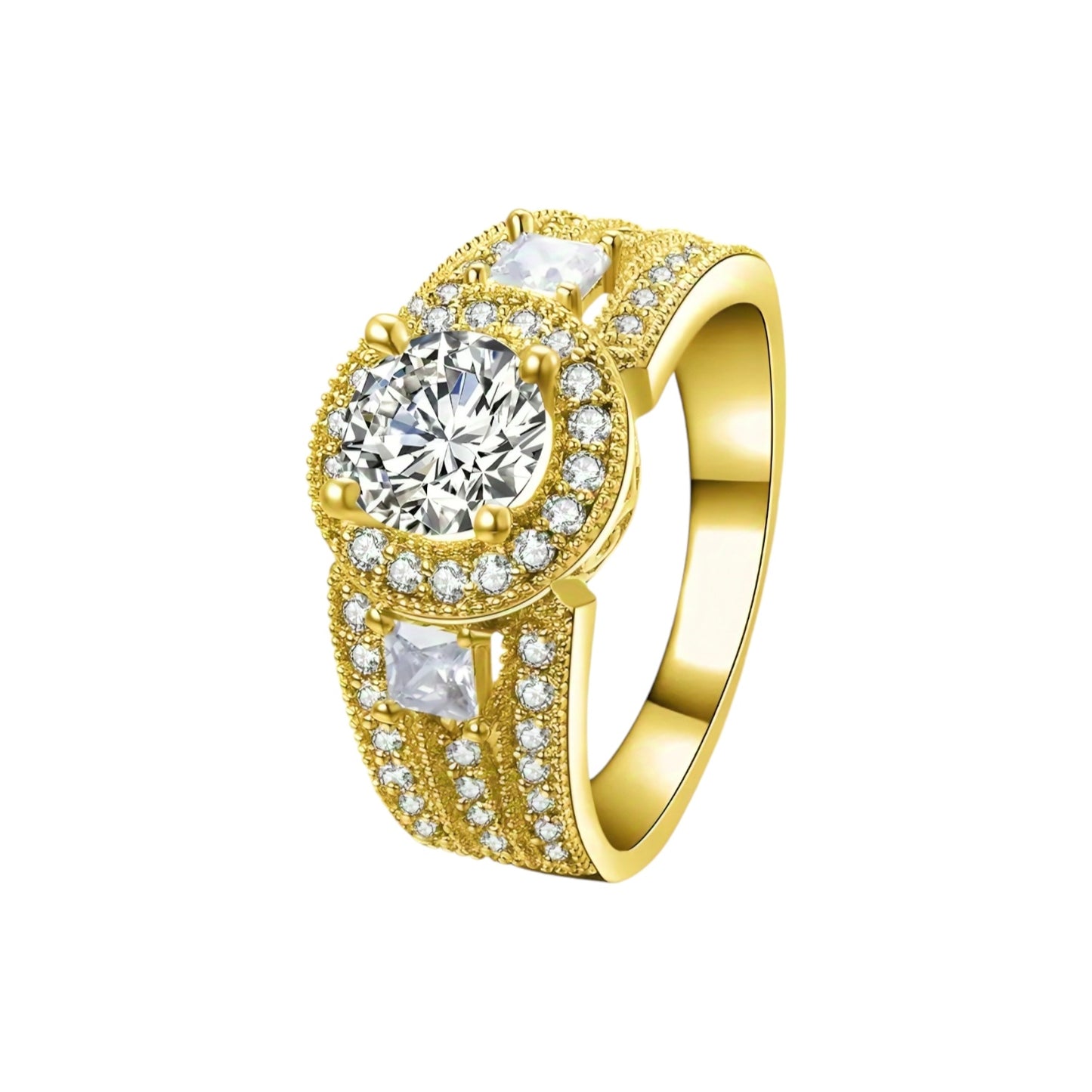 Solid gold 1ct round cut moissanite ring