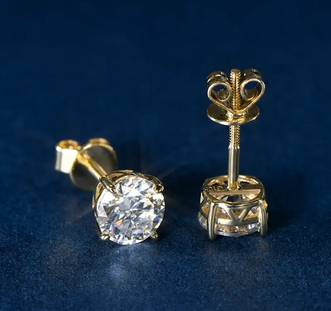 10k gold earrings with 6mm 0.8ct moissanite