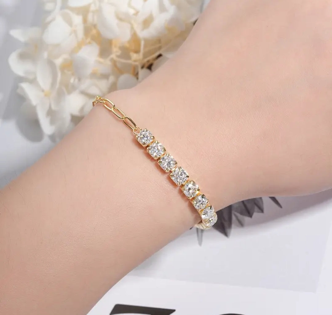 5mm*13pcs moissanite silver bracelet