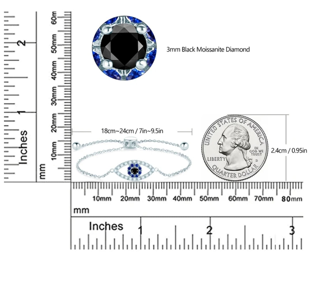 Black moissanite silver bracelet