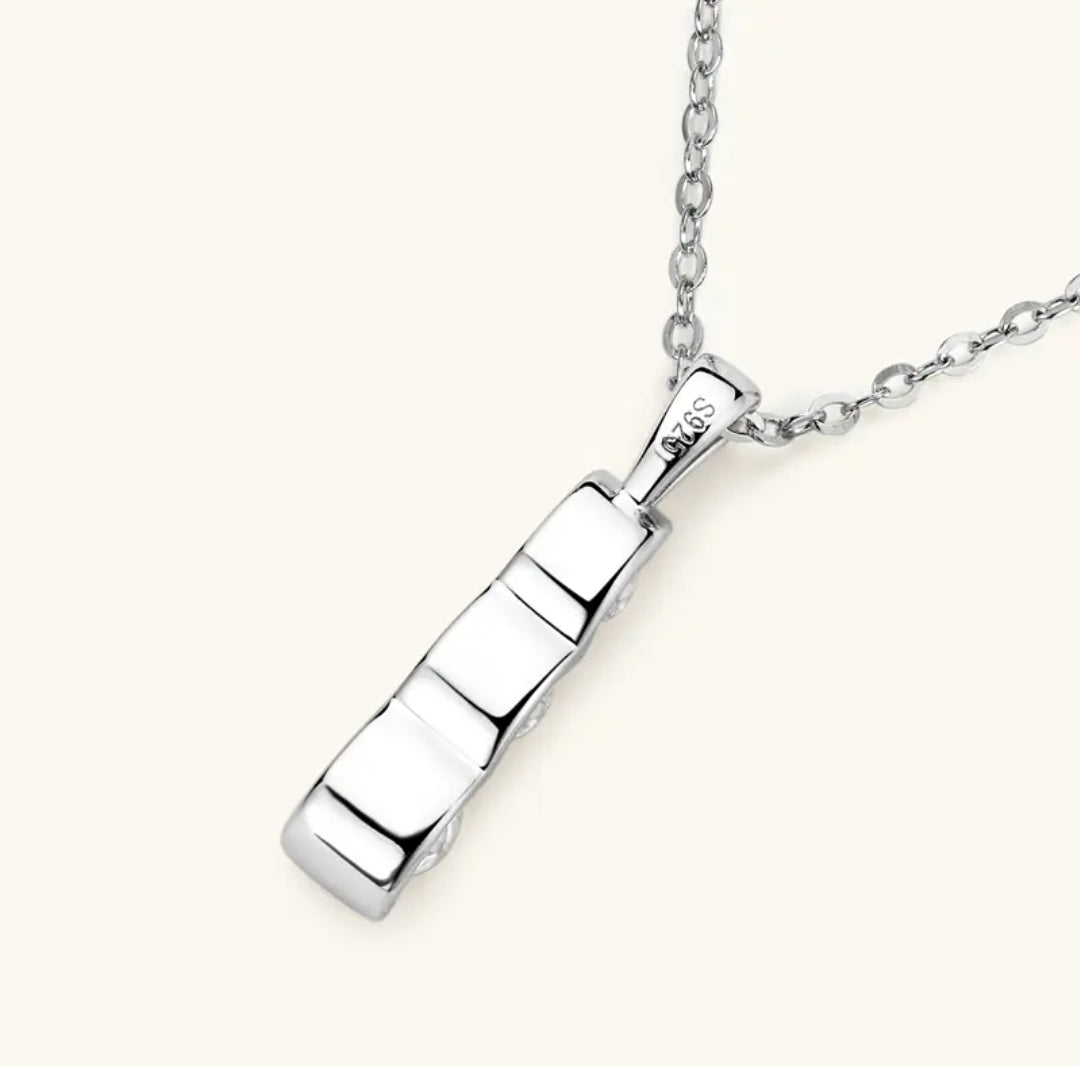 3 stone Moissanite pendant necklace