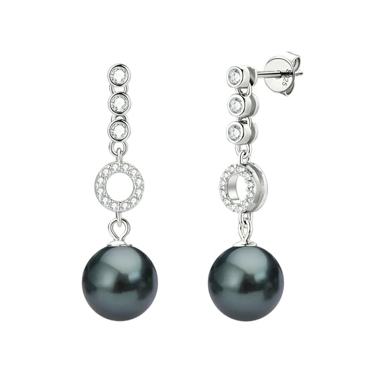 Tahitian black pearl drop earrings