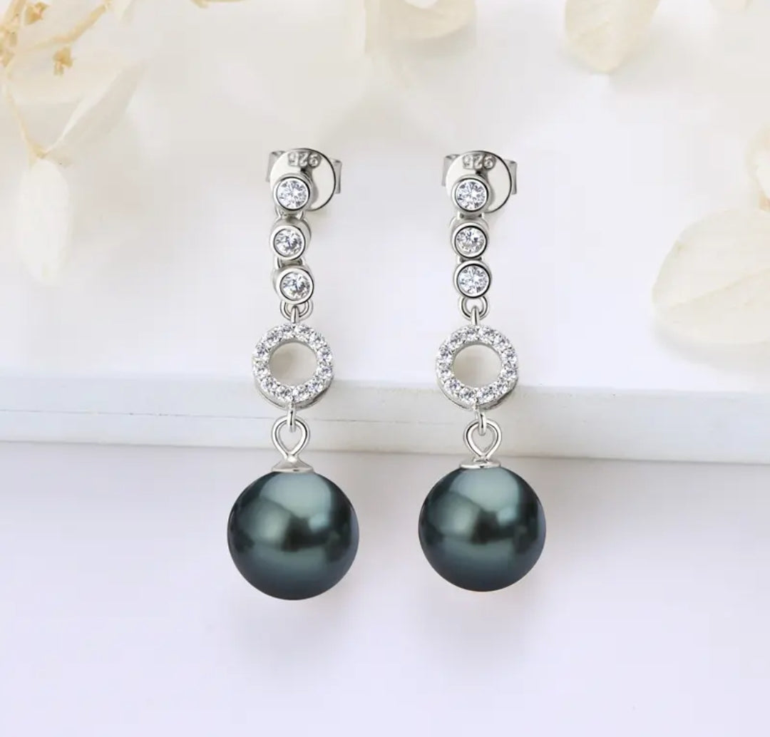 Tahitian black pearl drop earrings