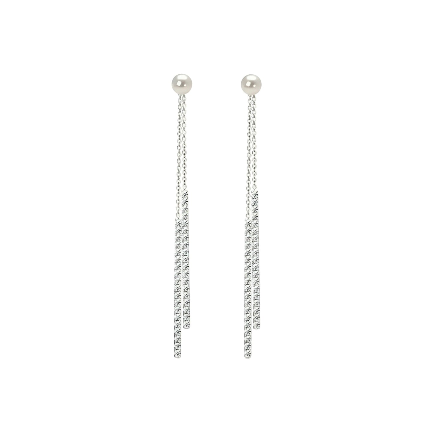 Double chain pearl drop earrings