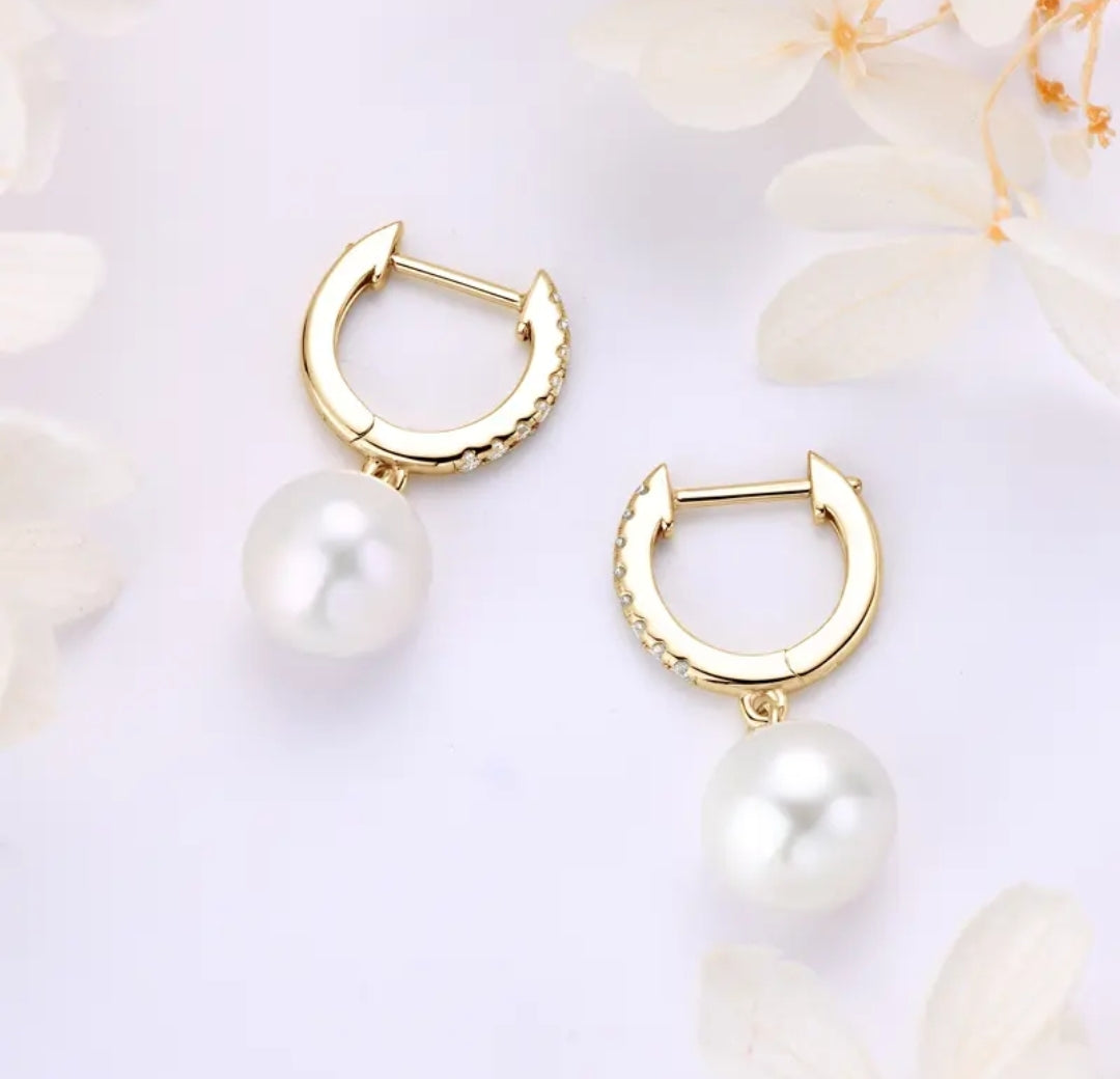 Moissanite pearl drop earrings