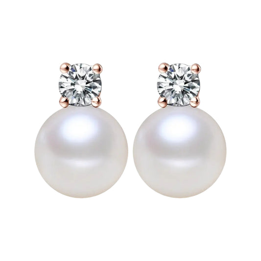 9mm rose gold pearl earrings