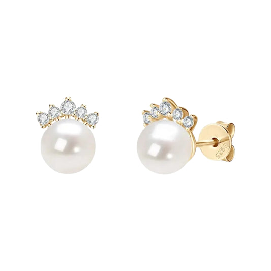 8mm crown pearl earrings
