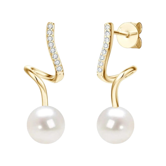 7-8mm twisted pearl earrings